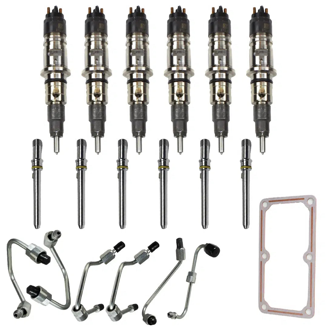 2007.5-2012 Cummins Reman Stock Injector Pack W/ Connecting Tubes & Fuel Lines (21D601)-Stock Injectors-Industrial Injection-21D601-Dirty Diesel Customs