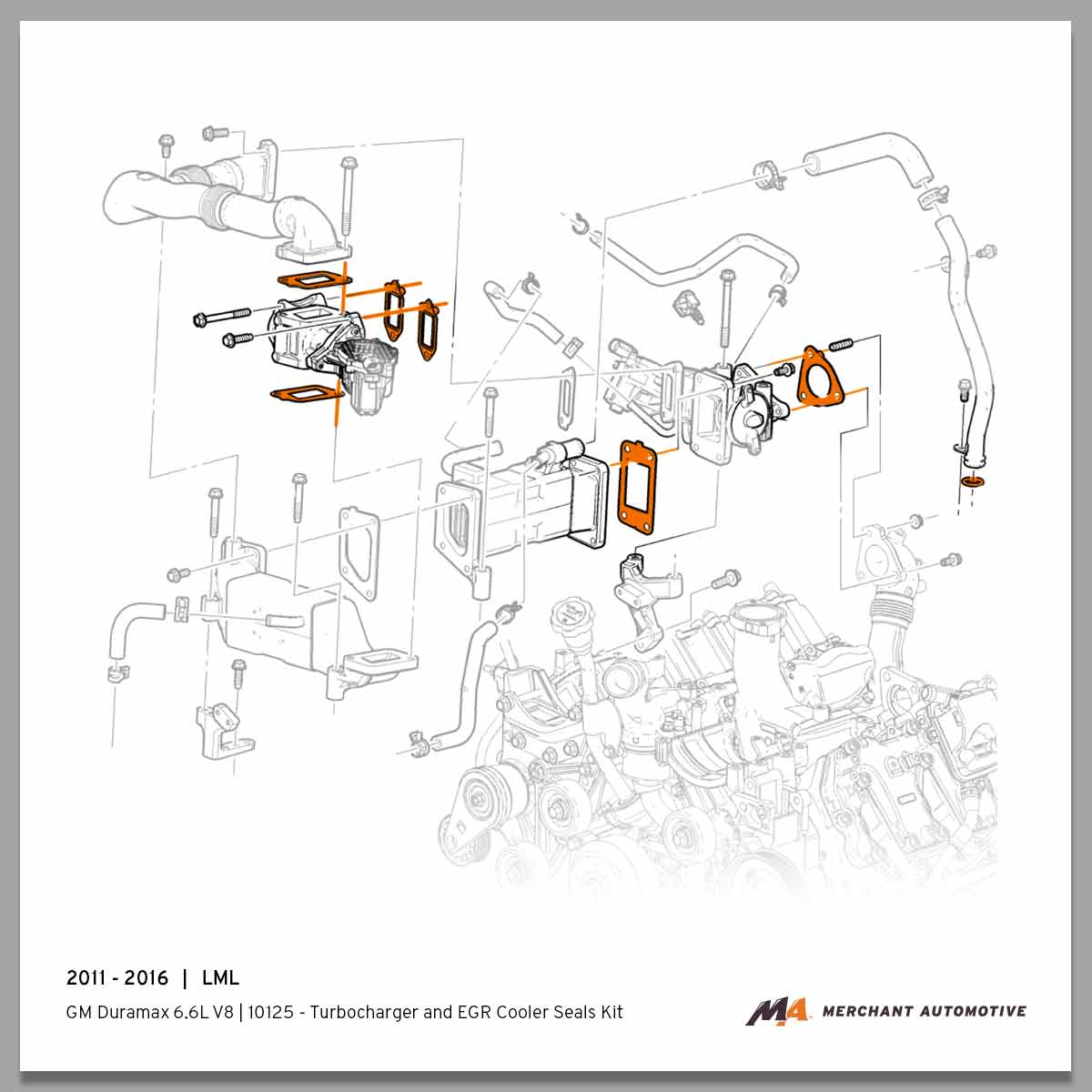 2011-2016 Duramax Turbocharger and EGR Cooler Seals Kit (10125)-Turbocharger Gasket-Merchant Auto-10125-Dirty Diesel Customs