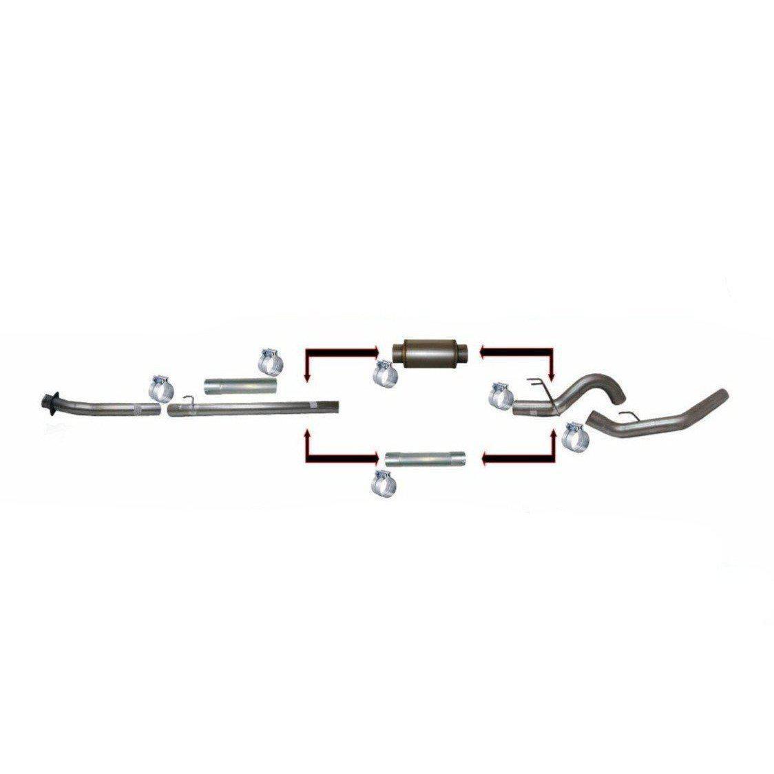 2020-2022 Powerstroke 4" Downpipe Back Exhaust No Muffler SS (FLO-SS20343NM)-Downpipe Back Exhaust System-Flo-Pro-Dirty Diesel Customs