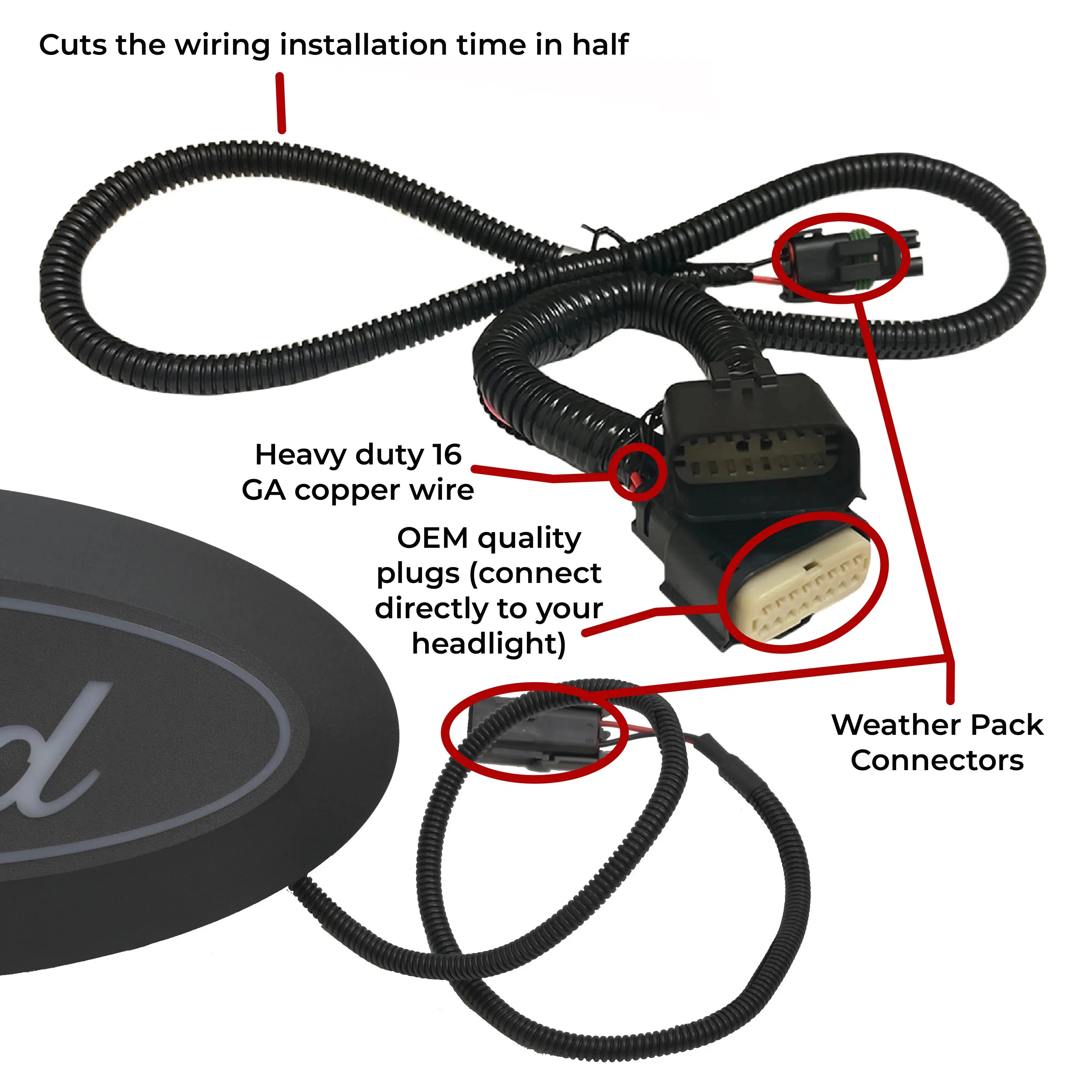 2021-2022 Powerstroke Quick Connect Harness for LED Emblems (529101)-Lighting Harness-Putco-Dirty Diesel Customs