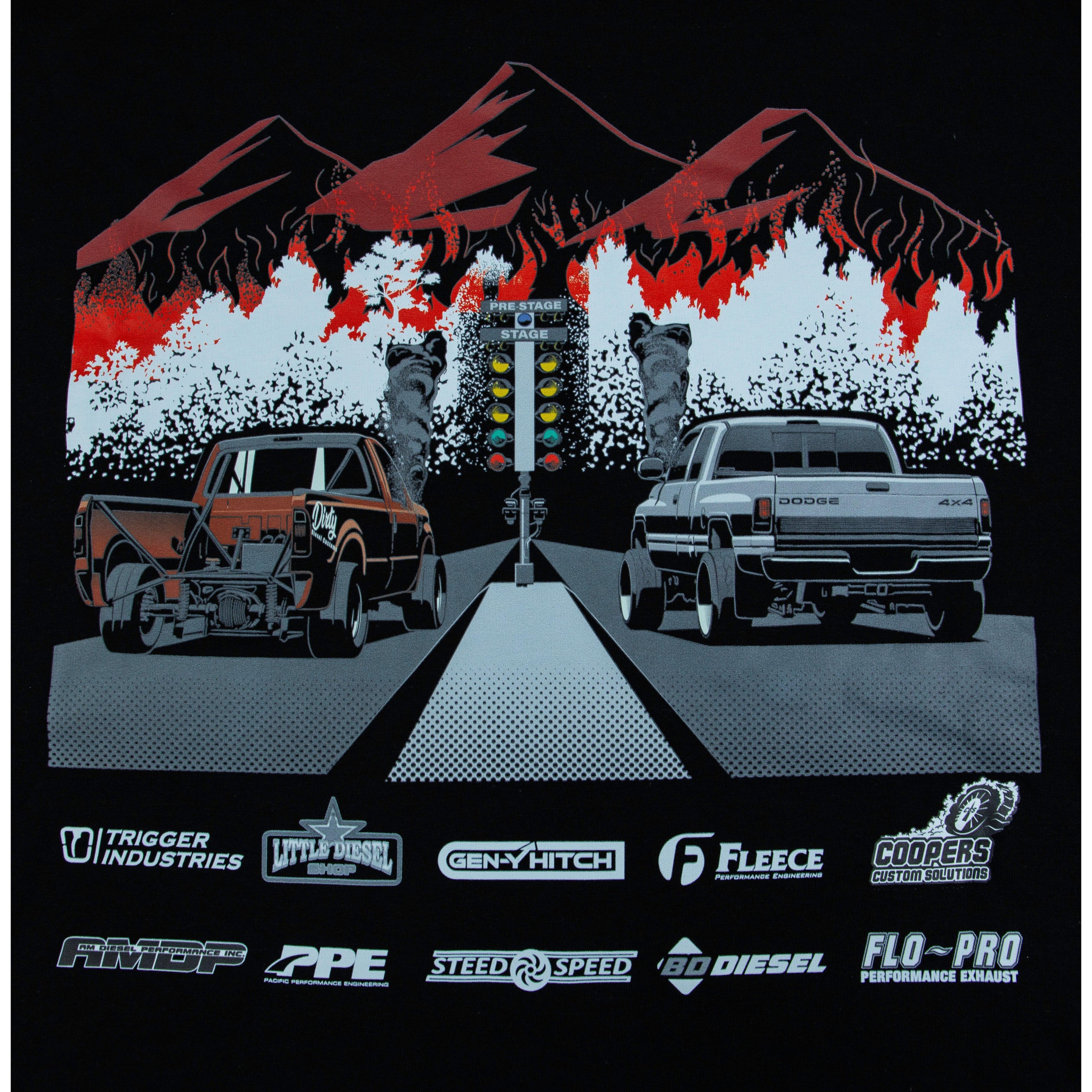 2023 Burning Tires & Forest Fires Drag Day T-Shirt-T-Shirt-Dirty Diesel Customs-Dirty Diesel Customs