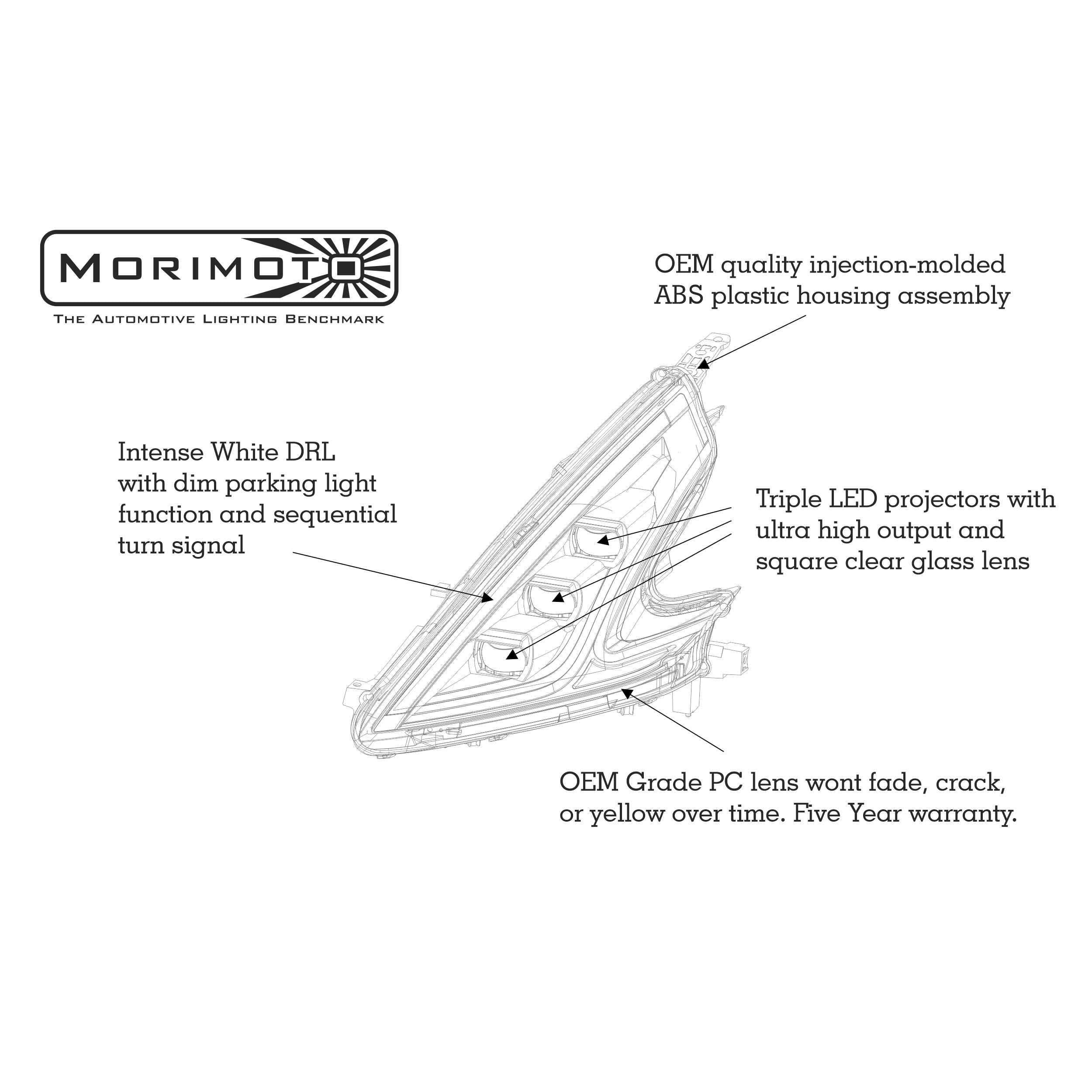 *Discontinued* 2009-2020 Nissan 370Z XB LED RHD Black Headlights (LF474-RHD)-Headlights-Morimoto-LF474-RHD-Dirty Diesel Customs