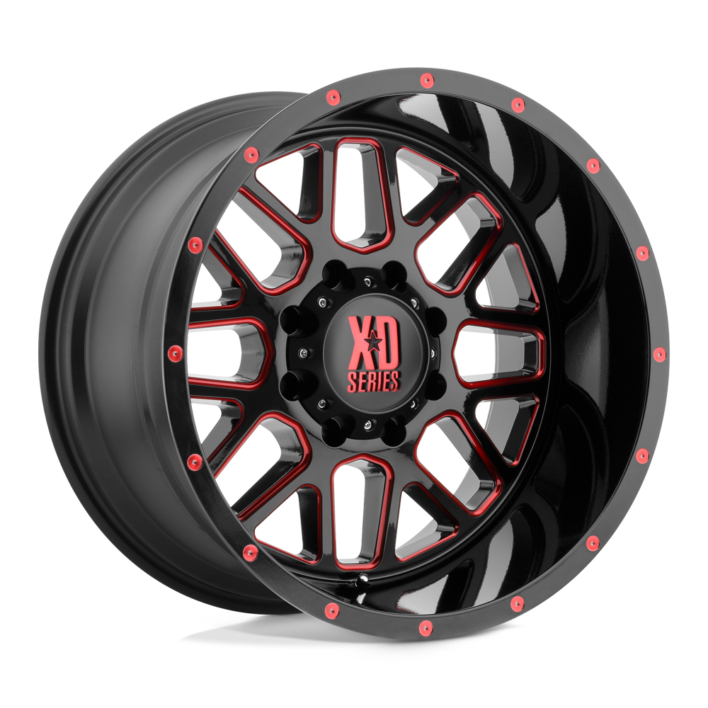 *Discontinued* XD XD820 GRENADE - Satin Black Milled W/ Red Clear Coat-Wheels-XD-XD82021050924NRC-Dirty Diesel Customs