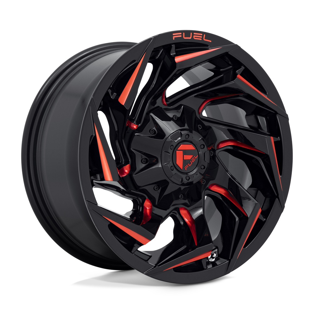 Fuel 1PC D755 REACTION - Gloss Black Milled W/ Red Tint-Wheels-Fuel-D75515800437-Dirty Diesel Customs