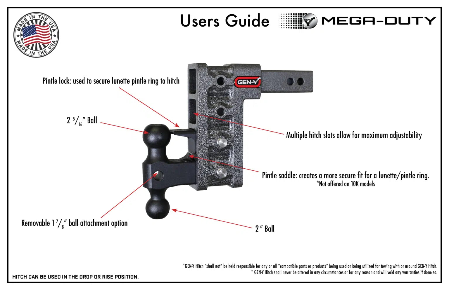 Mega-Duty 10K Drop Hitch 2" Shank-Drop Hitch-Gen-Y Hitch-Dirty Diesel Customs