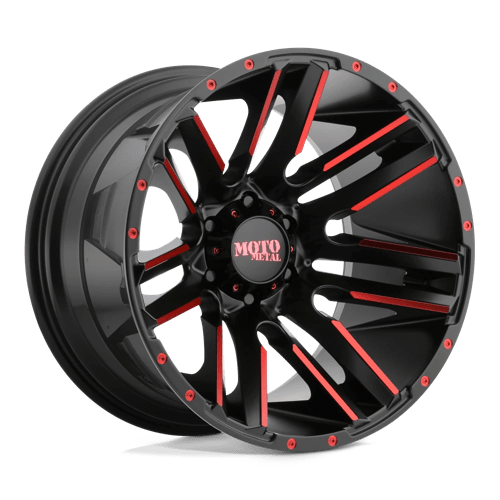 Moto Metal MO978 RAZOR - Satin Black W/ Machined Red Tint-Wheels-Moto Metal-Dirty Diesel Customs