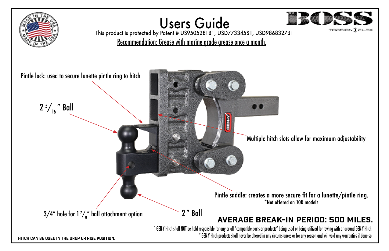 The Boss (Torsion-Flex) 16k Drop Hitch (GH-1224)-Drop Hitch-Gen-Y Hitch-Dirty Diesel Customs