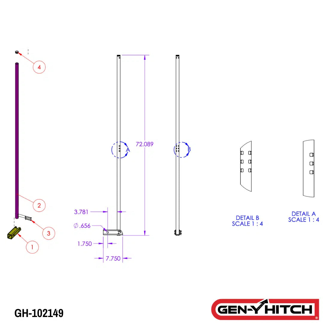 Universal Flag Pole-Towing Accessories-Gen-Y Hitch-GH-102149-Dirty Diesel Customs