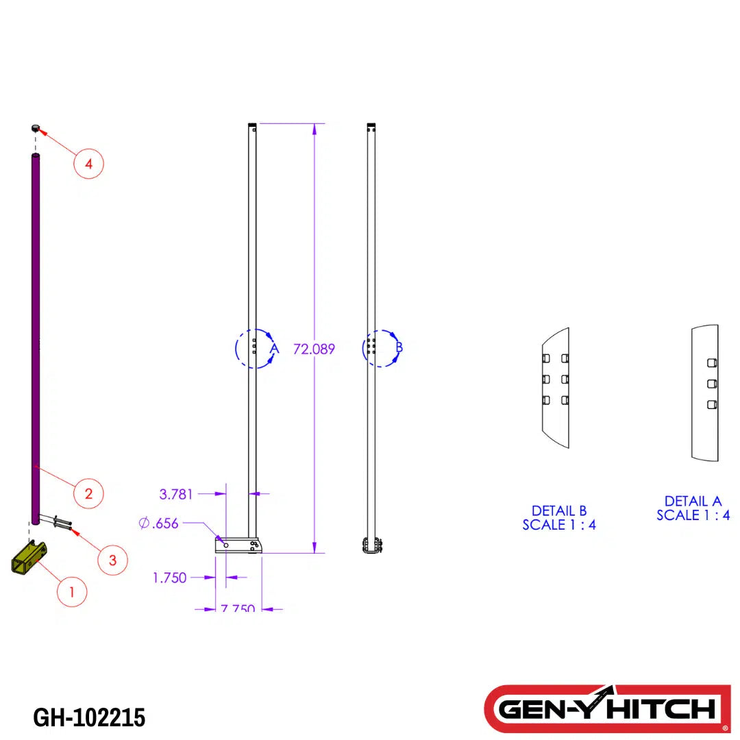 Universal Flag Pole-Towing Accessories-Gen-Y Hitch-GH-102208-Dirty Diesel Customs