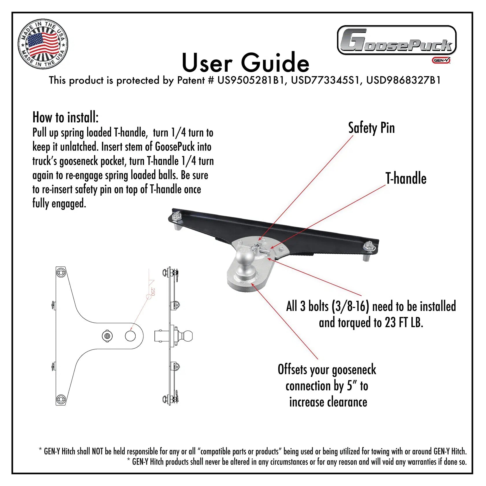 Universal GoosePuck 5″ Offset Ball Puck System (GH-2100X)-Towing Accessories-Gen-Y Hitch-Dirty Diesel Customs