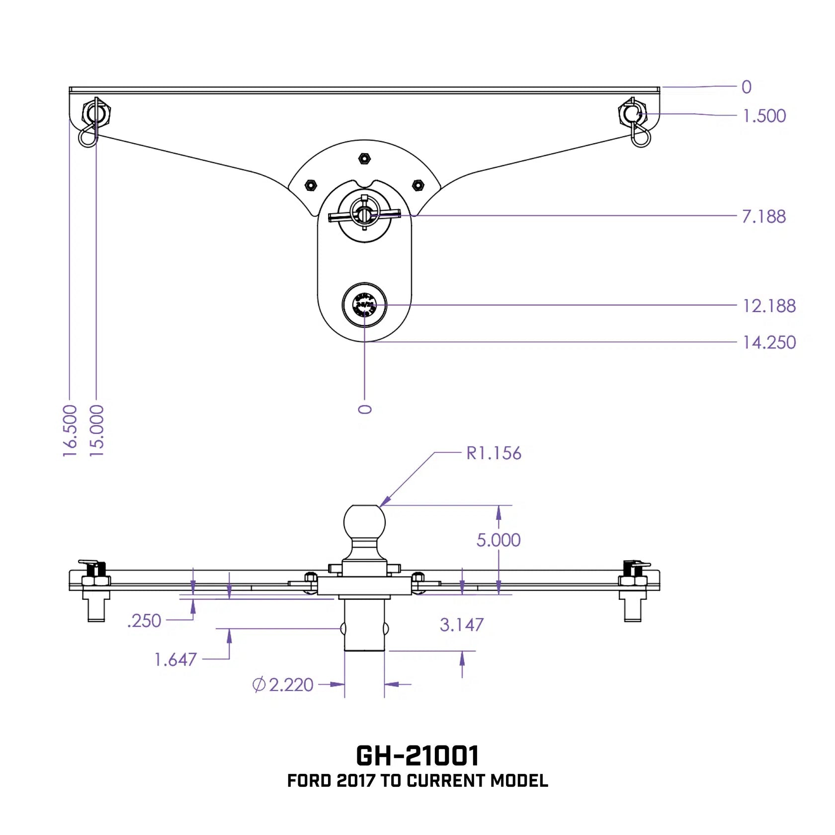 Universal GoosePuck 5″ Offset Ball Puck System (GH-2100X)-Towing Accessories-Gen-Y Hitch-GH-21001-Dirty Diesel Customs