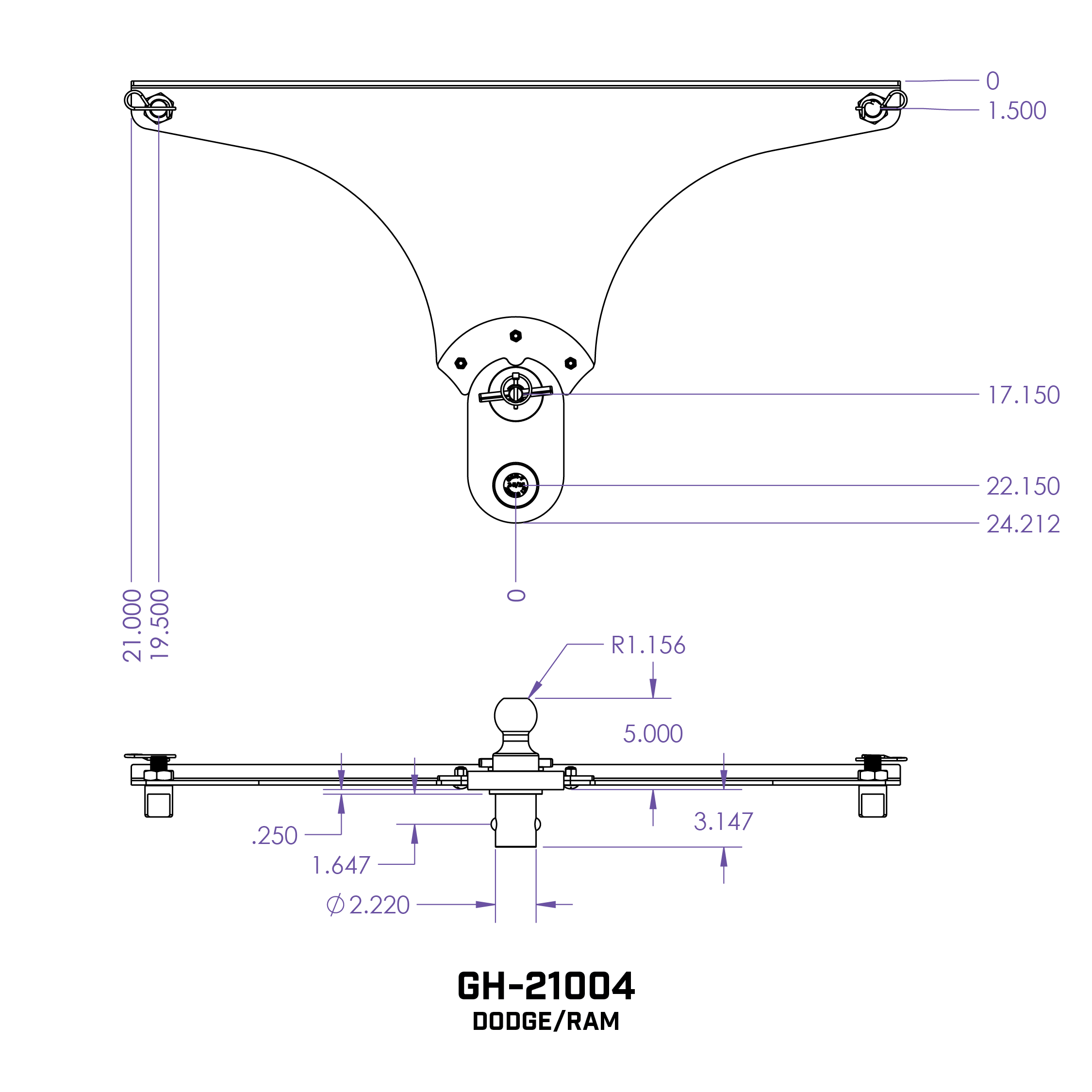 Universal GoosePuck 5″ Offset Ball Puck System (GH-2100X)-Towing Accessories-Gen-Y Hitch-GH-21004-Dirty Diesel Customs