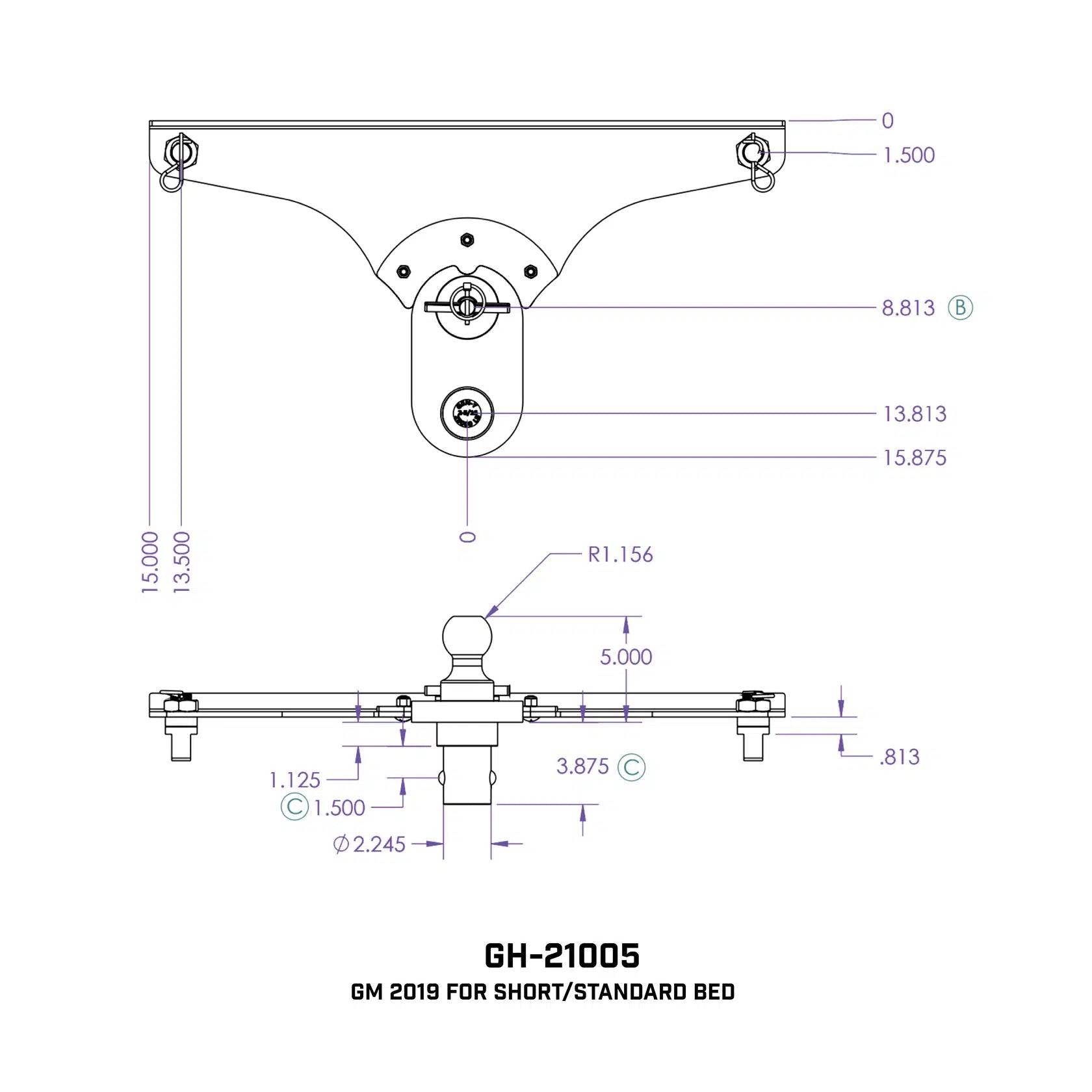 Universal GoosePuck 5″ Offset Ball Puck System (GH-2100X)-Towing Accessories-Gen-Y Hitch-GH-21005-Dirty Diesel Customs