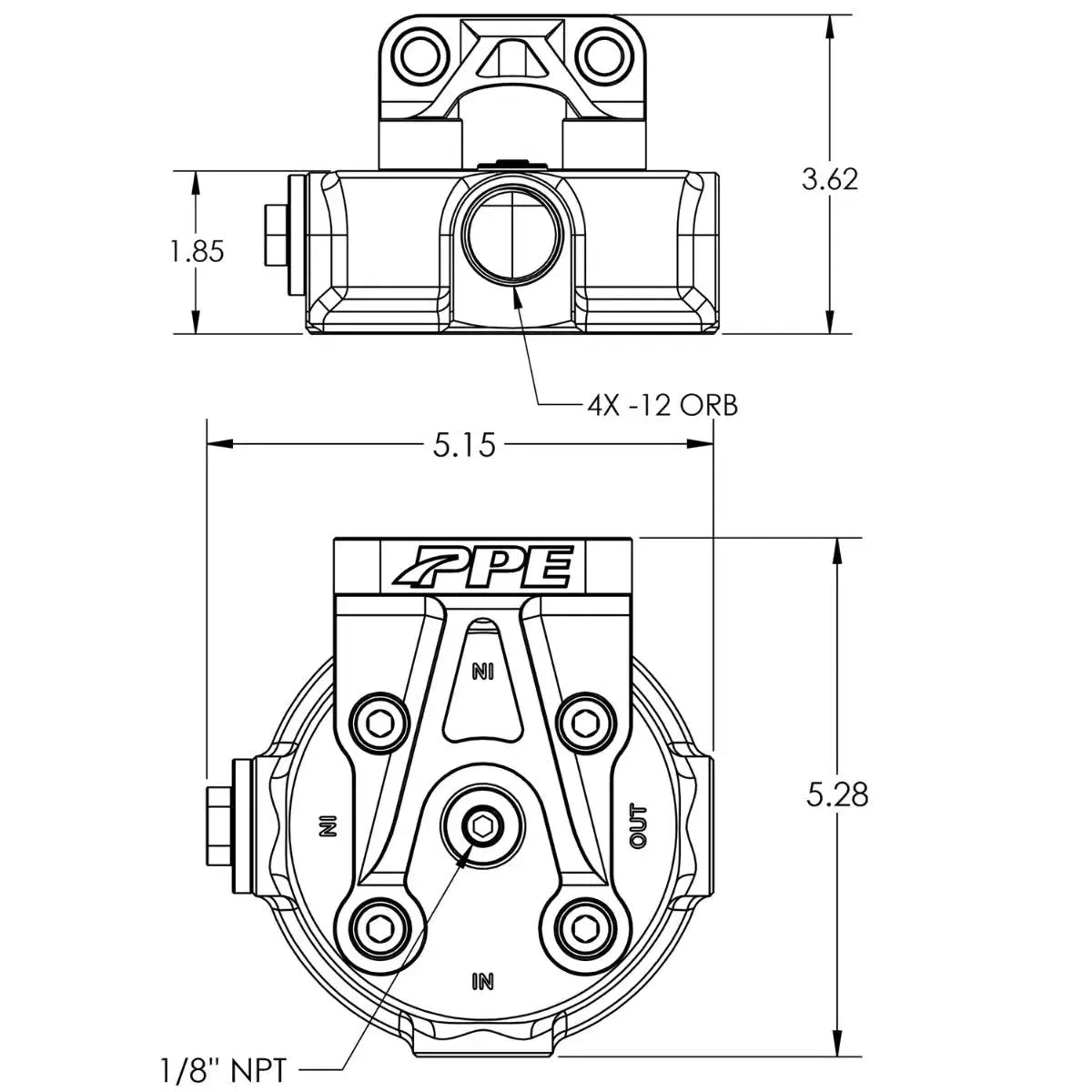 Universal Oil Filter Mount Aluminum Billet (114002100)-Fuel Filter Relocation Kit-PPE-114002100-Dirty Diesel Customs