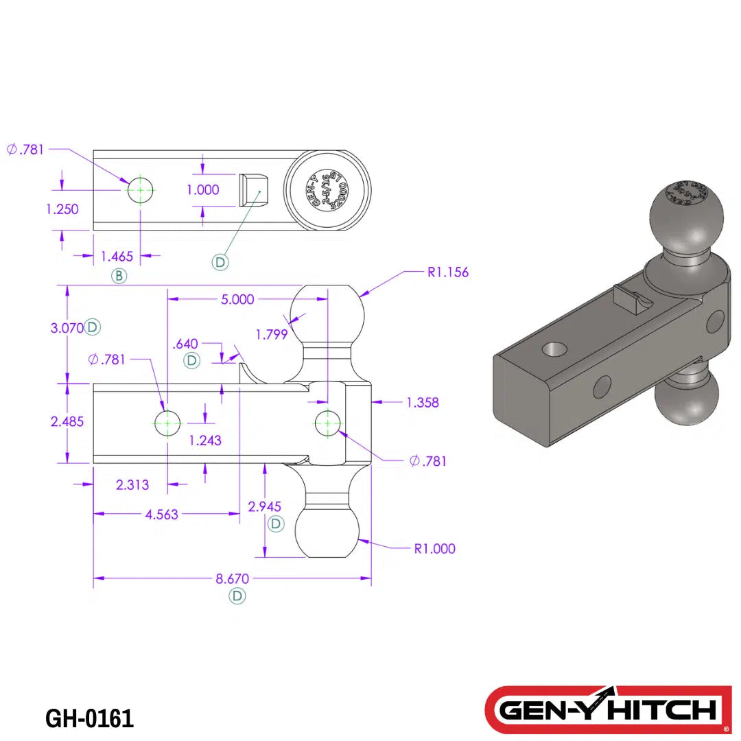 Universal Replacment Ball Mount (GH-0XX)-Ball Mount-Gen-Y Hitch-GH-0161-Dirty Diesel Customs