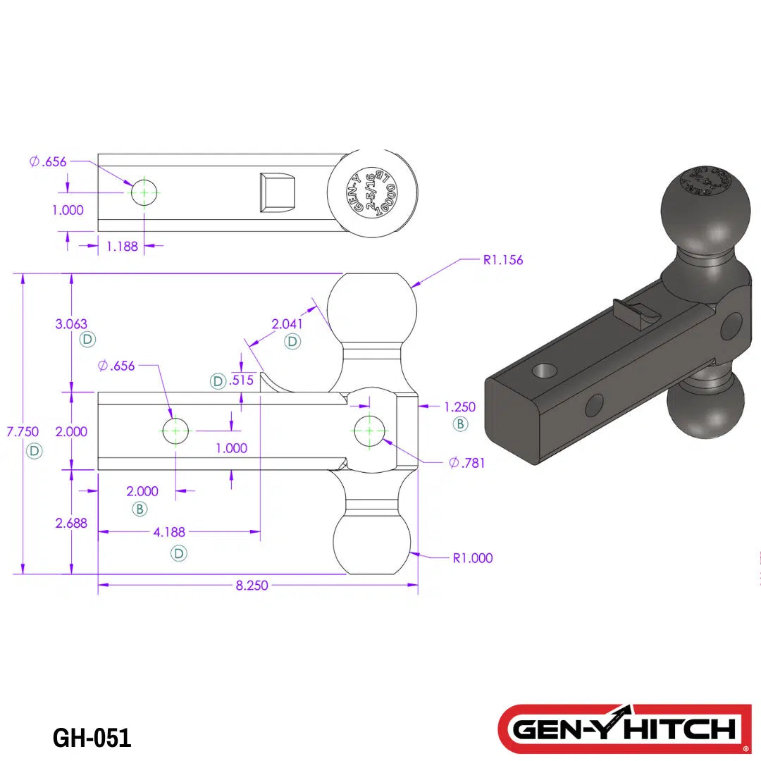 Universal Replacment Ball Mount (GH-0XX)-Ball Mount-Gen-Y Hitch-GH-051-Dirty Diesel Customs