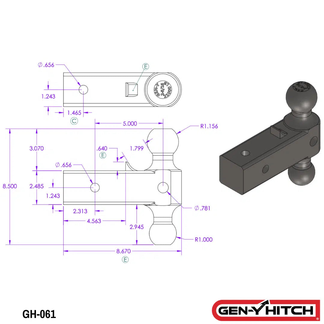 Universal Replacment Ball Mount (GH-0XX)-Ball Mount-Gen-Y Hitch-GH-061-Dirty Diesel Customs