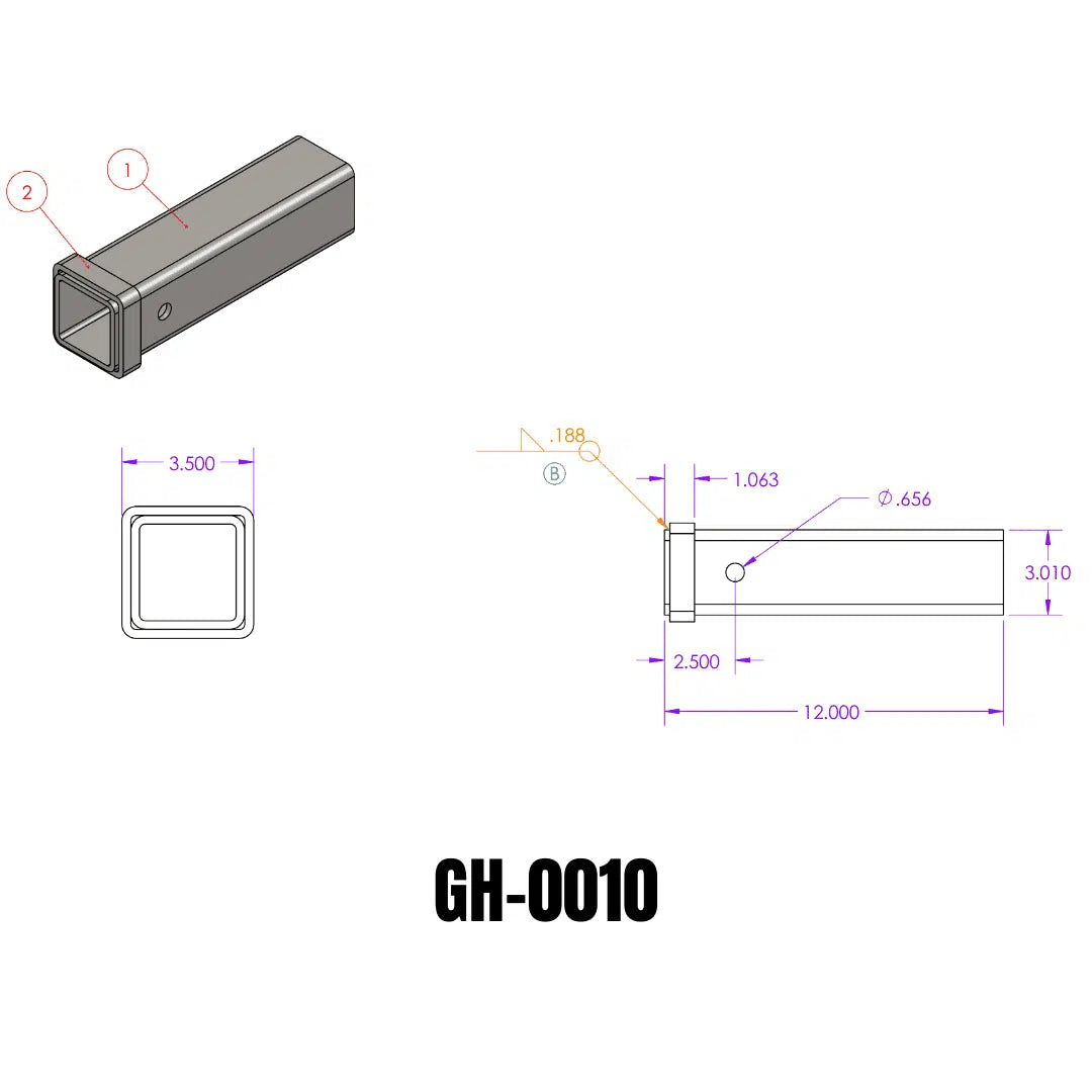 Universal Weld-On Receiver Tube (GH-00XX)-Towing Accessories-Gen-Y Hitch-GH-0010-Dirty Diesel Customs