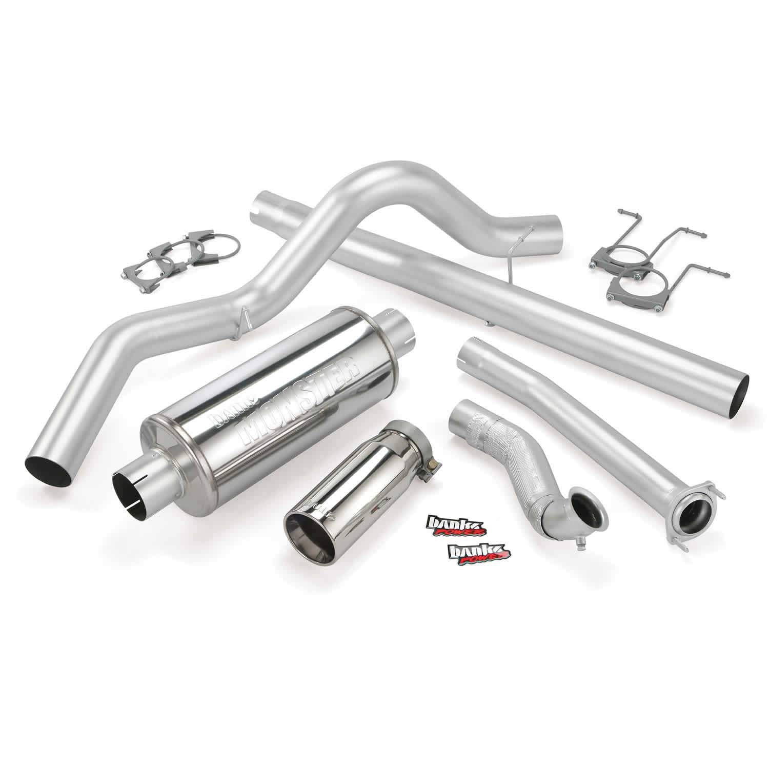 1994-1997 Powerstroke 4" SS Turbo Back Exhaust System w/ Muffler (46298)-Turbo Back Exhaust System-Banks Power-46298-Dirty Diesel Customs