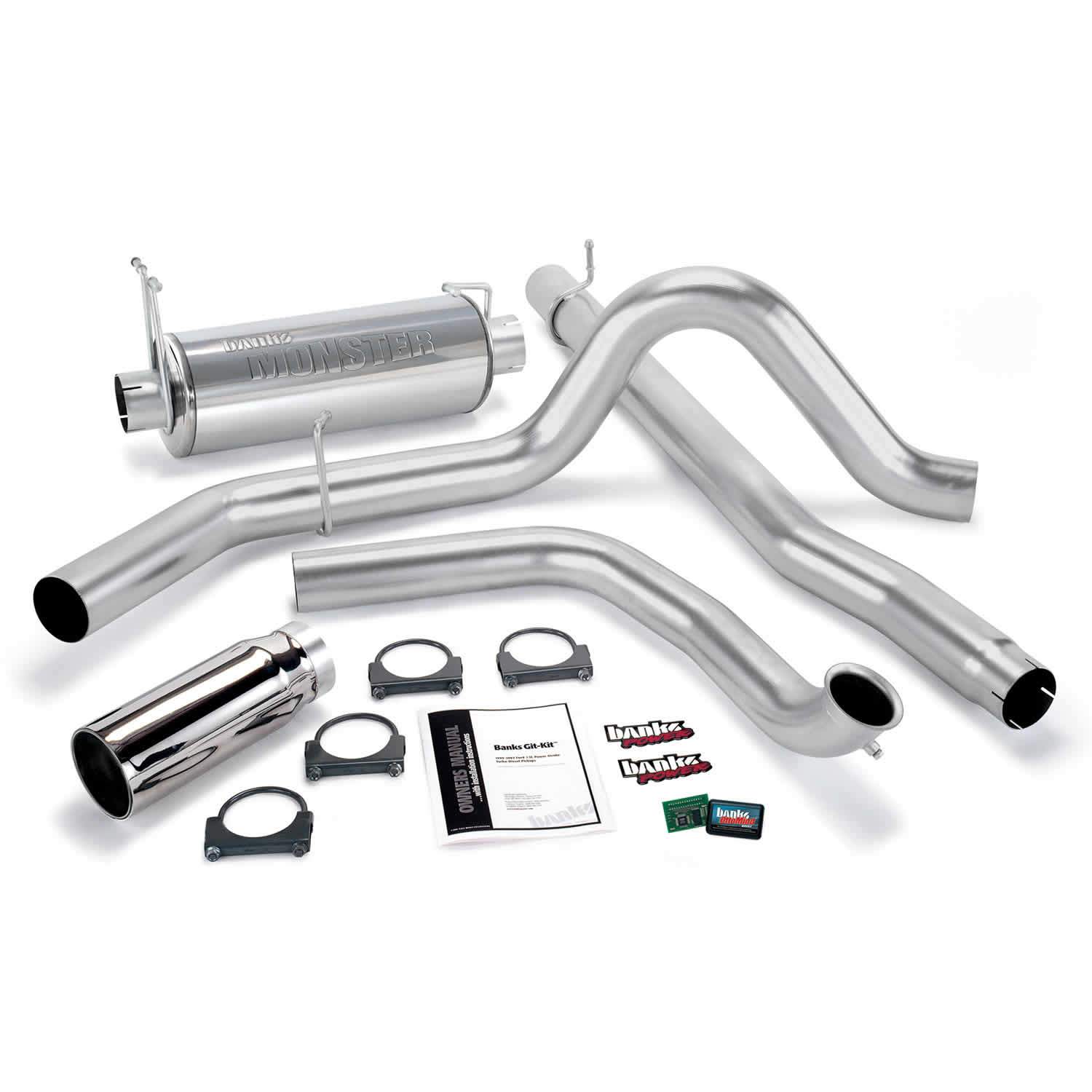 1999 Powerstroke Git-Kit Power System W/Single Exit Exhaust Chrome Tip (47511)-Computer Chip Programmer Kit-Banks Power-47511-Dirty Diesel Customs