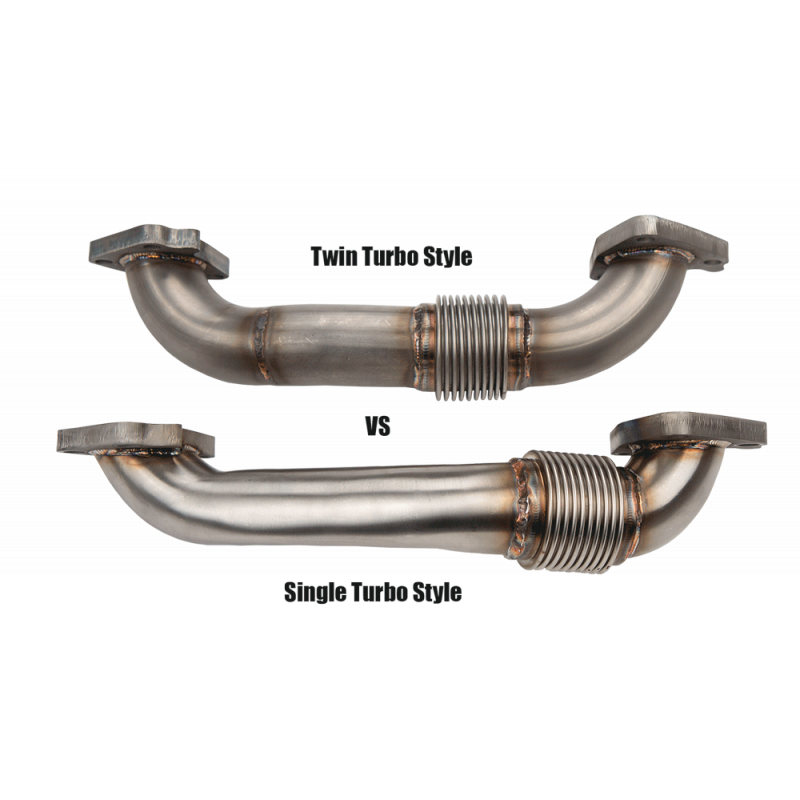 2001-2004 Duramax 2" Stainless Twin Turbo Up Pipe Kit (WCF100589)-Up-Pipes-Wehrli Custom Fabrication-WCF100589-Dirty Diesel Customs