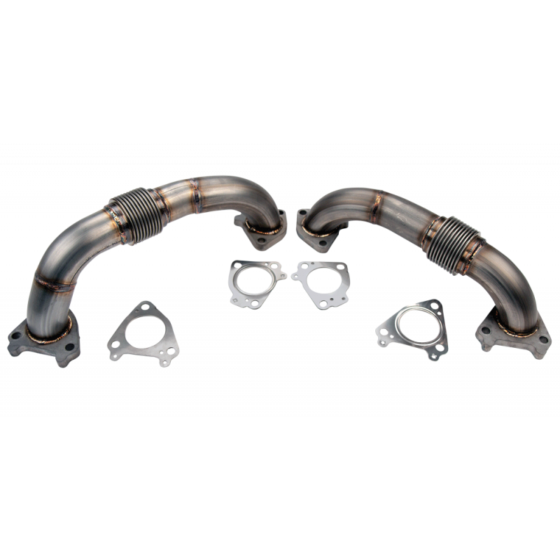 2001-2004 Duramax 2" Stainless Twin Turbo Up Pipe Kit (WCF100589)-Up-Pipes-Wehrli Custom Fabrication-WCF100589-Dirty Diesel Customs