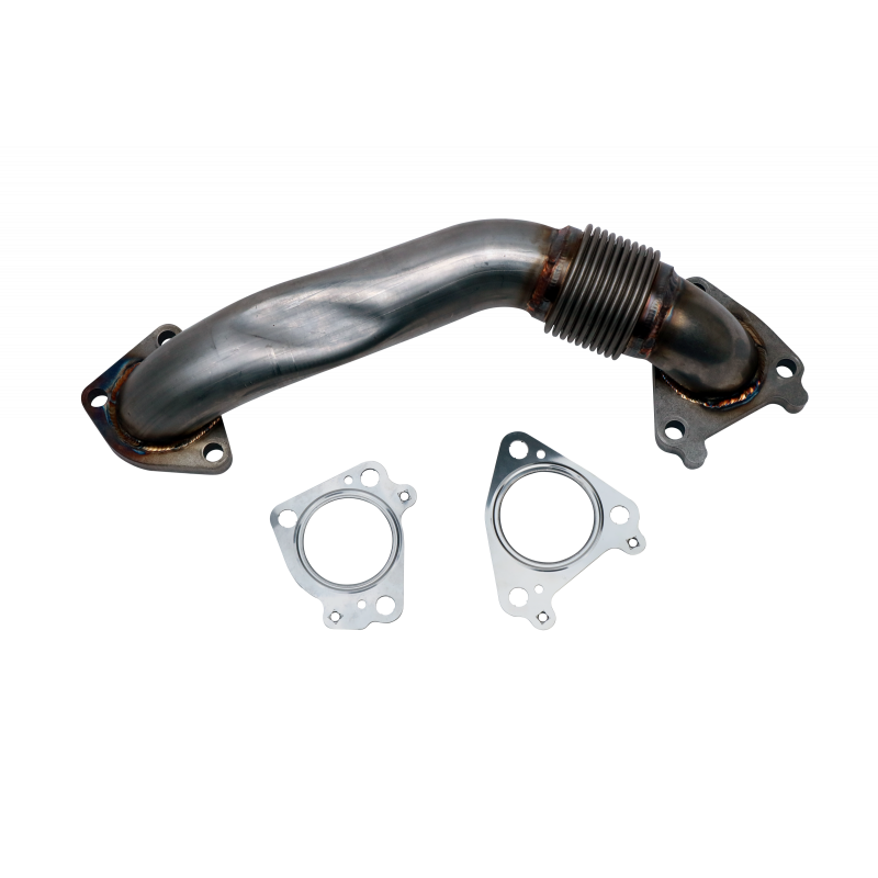 2001-2004 LB7 Duramax Passenger Side 2" Stainless Single Turbo Style Up-Pipe (WCF100654)-Up-Pipes-Wehrli Custom Fabrication-WCF100654-Dirty Diesel Customs