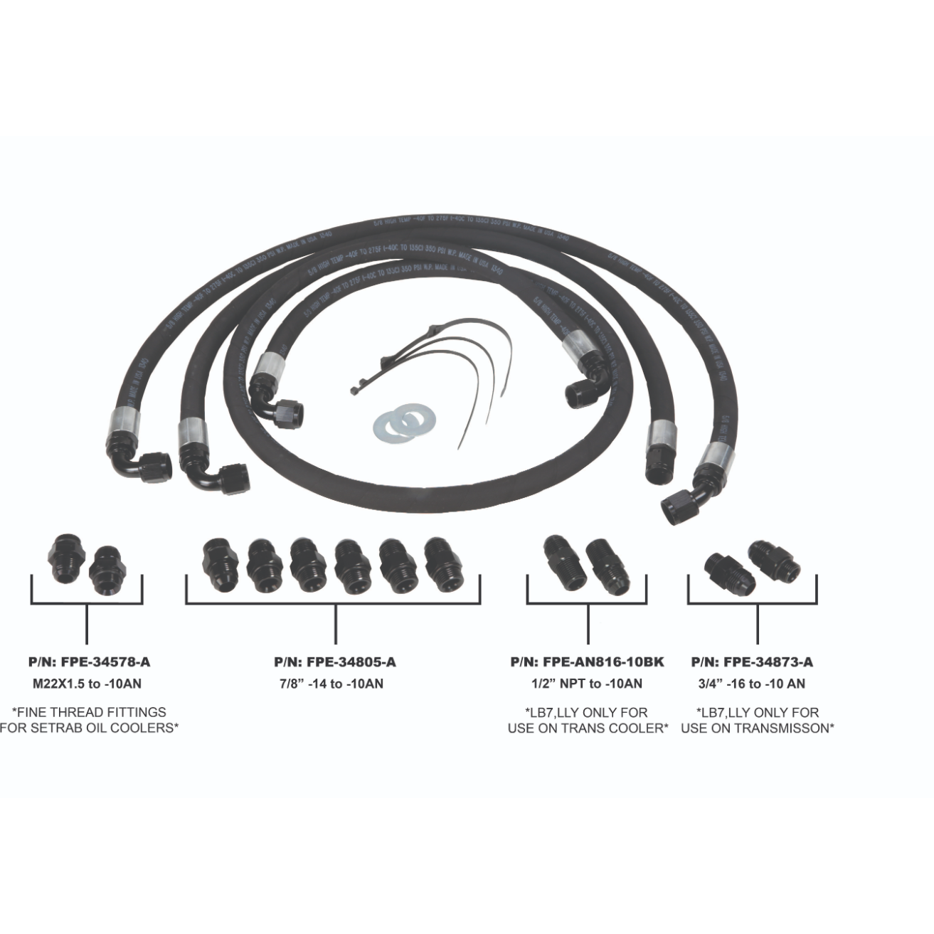 2001-2005 Duramax Allison Transmission Cooler Lines (FPE-TL-LB7-LLY)-Transmission Cooler Lines-Fleece Performance-Dirty Diesel Customs