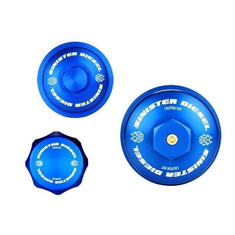 2003-2007 Powerstroke Sinister Billet Blue Cap Kit (SD-BCK-6.0)-Oil Cap-Sinister-SD-BCK-6.0-Dirty Diesel Customs