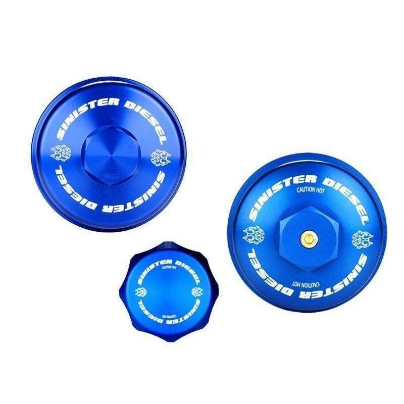 2008-2010 Powerstroke Sinister Billet Blue Cap Kit (SD-BCK-6.4)-Oil Cap-Sinister-Dirty Diesel Customs