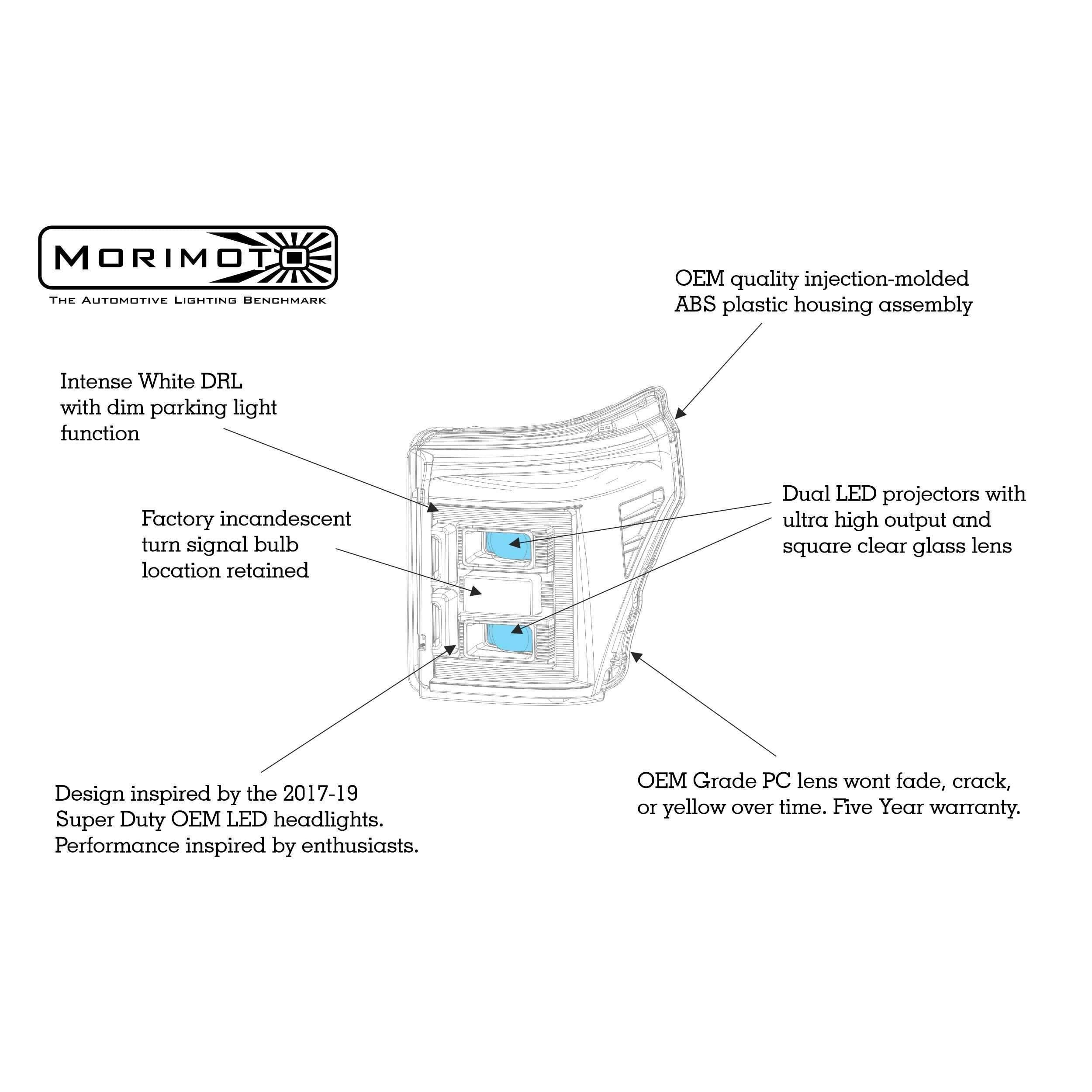 2011-2016 Powerstroke XB Hybrid LED Smoked Headlights (LF553)-Headlights-Morimoto-Dirty Diesel Customs