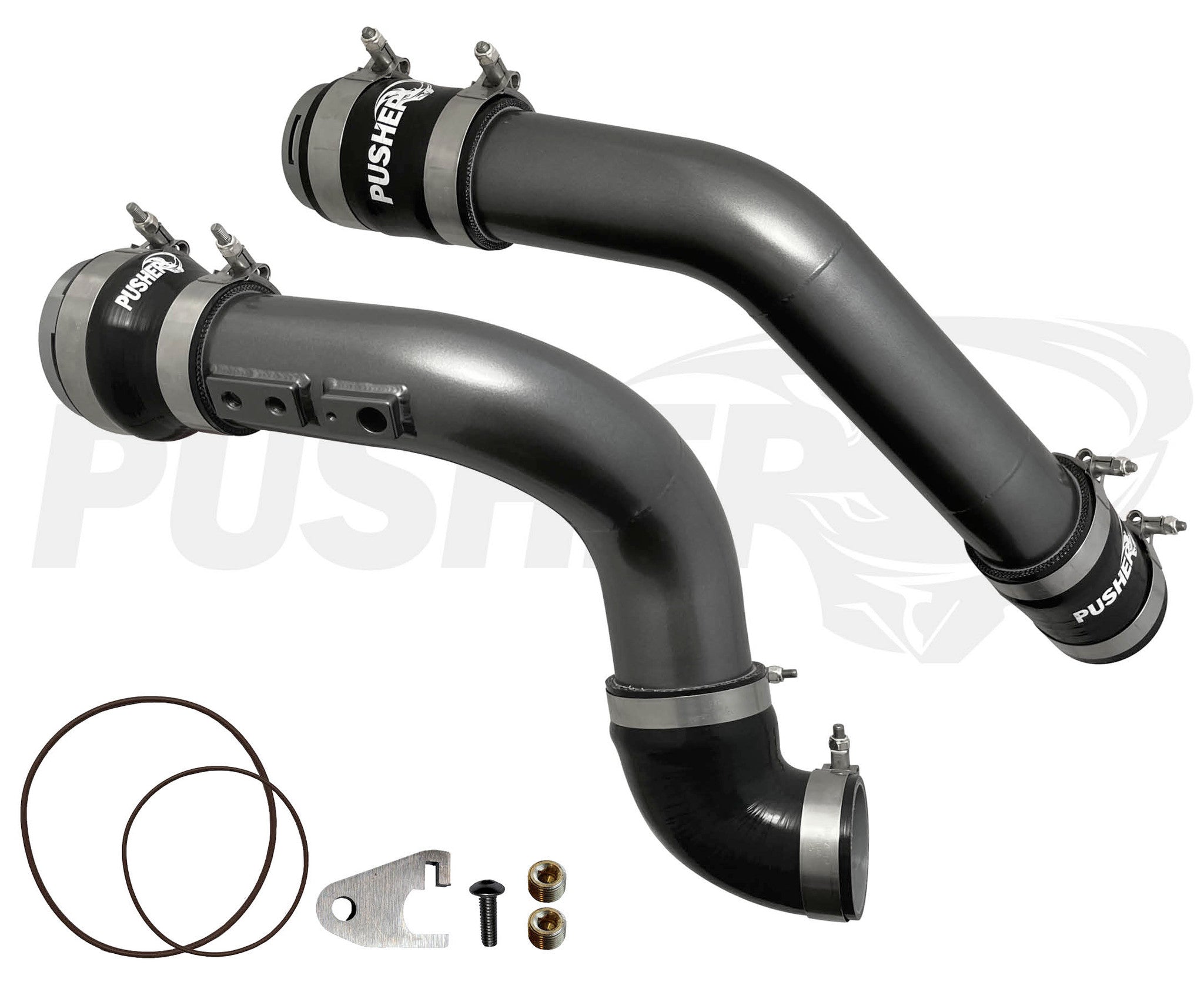 2015-2016 Powerstroke 3" Charge Tube Set w/ Throttle Valve Adapter (PFP1516KTA)-Intercooler Piping-Pusher-PFP1516KTA_T-Dirty Diesel Customs