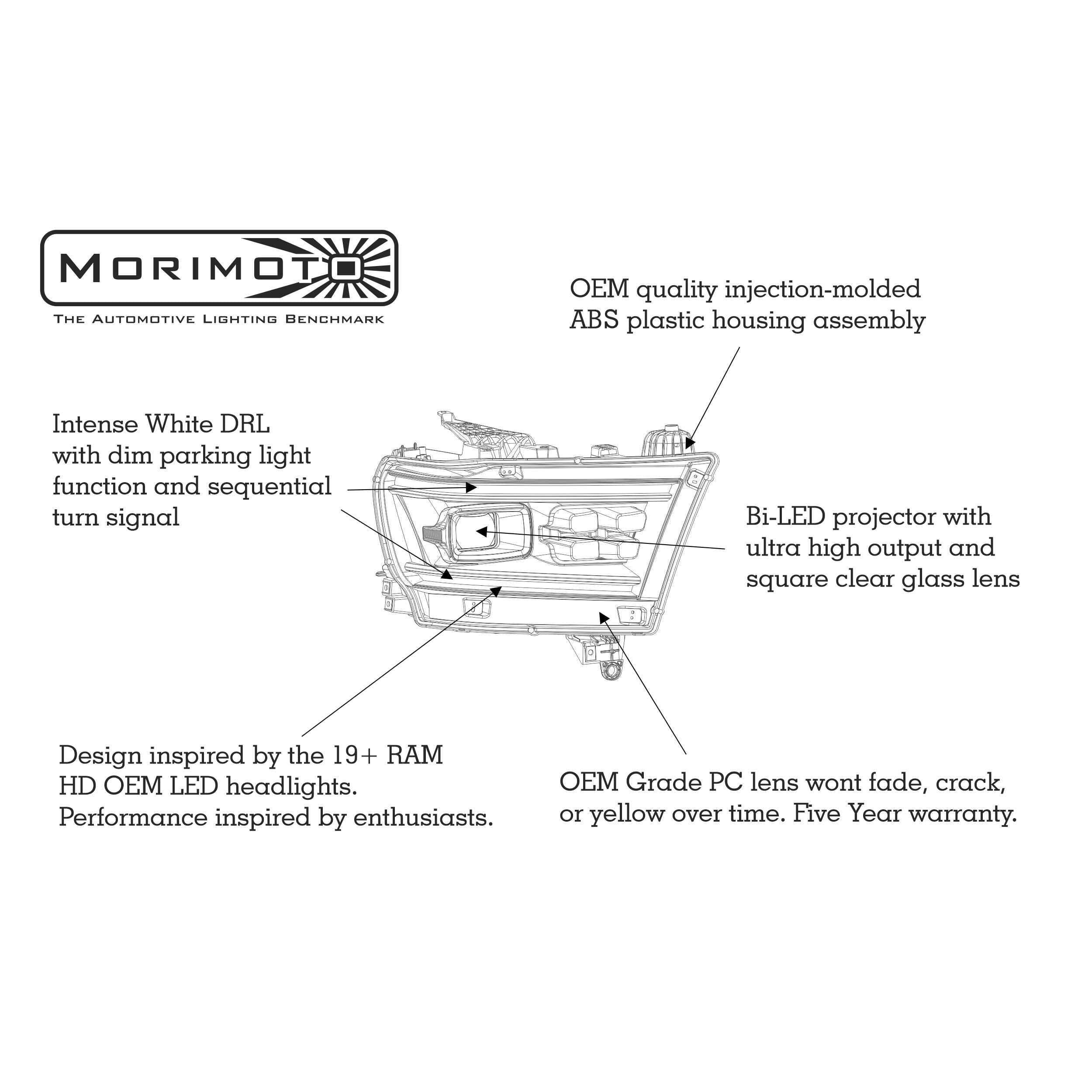 2019+ EcoDiesel XB LED Black Headlights (LF523)-Headlights-Morimoto-LF523-Dirty Diesel Customs