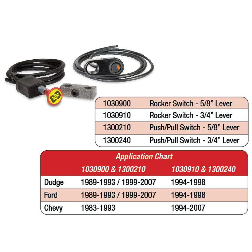 Exhaust Brake Push/Pull Switch Kit - 3/4 Manual Lever (1300240)-Exhaust Brake Switch-BD Diesel-Dirty Diesel Customs