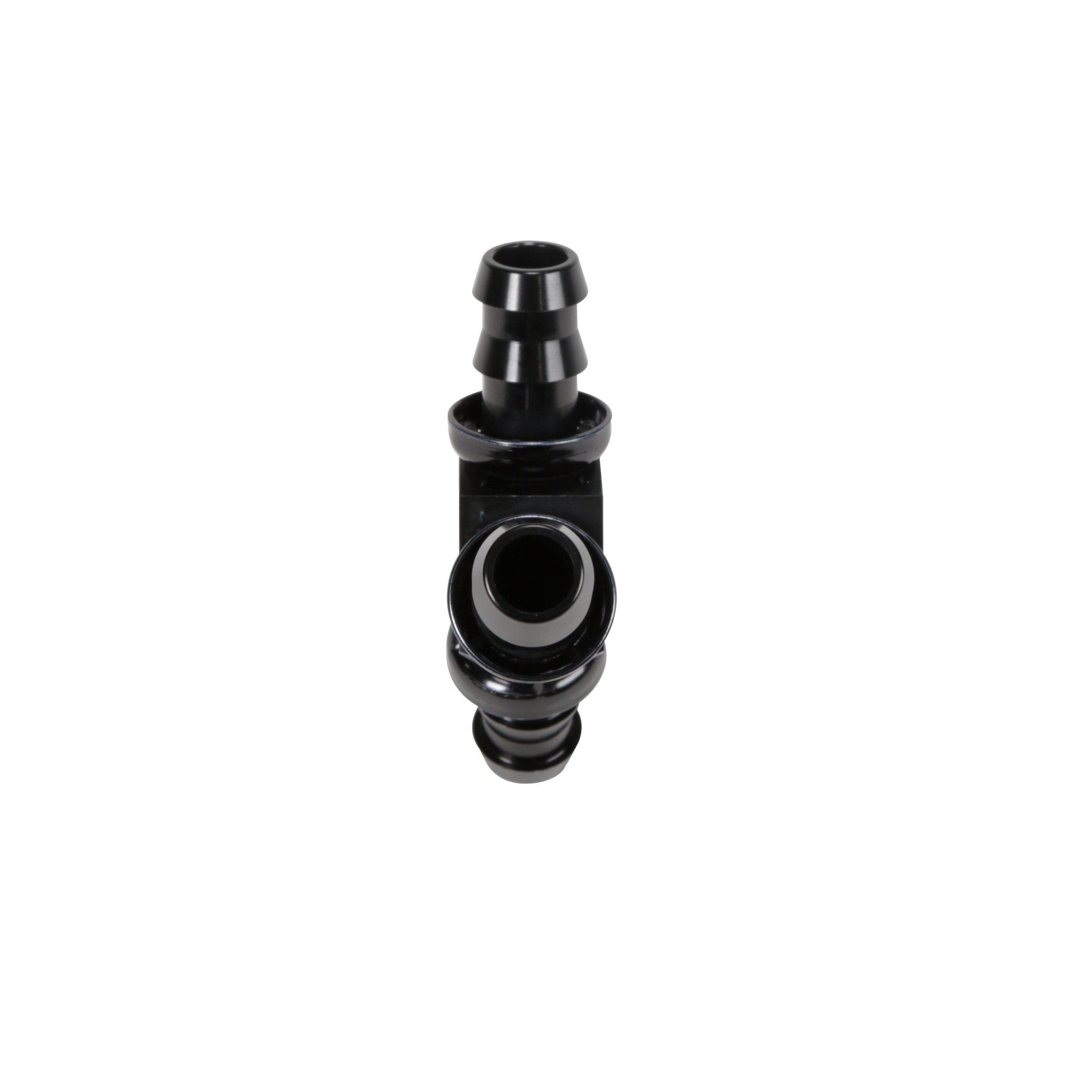 Universal 1/2" Black Anodized Aluminum Y Barbed Fitting (For -8 Pushlock Hose) (FPE-FIT-Y08-BLK)-Fittings-Fleece Performance-FPE-FIT-Y08-BLK-Dirty Diesel Customs