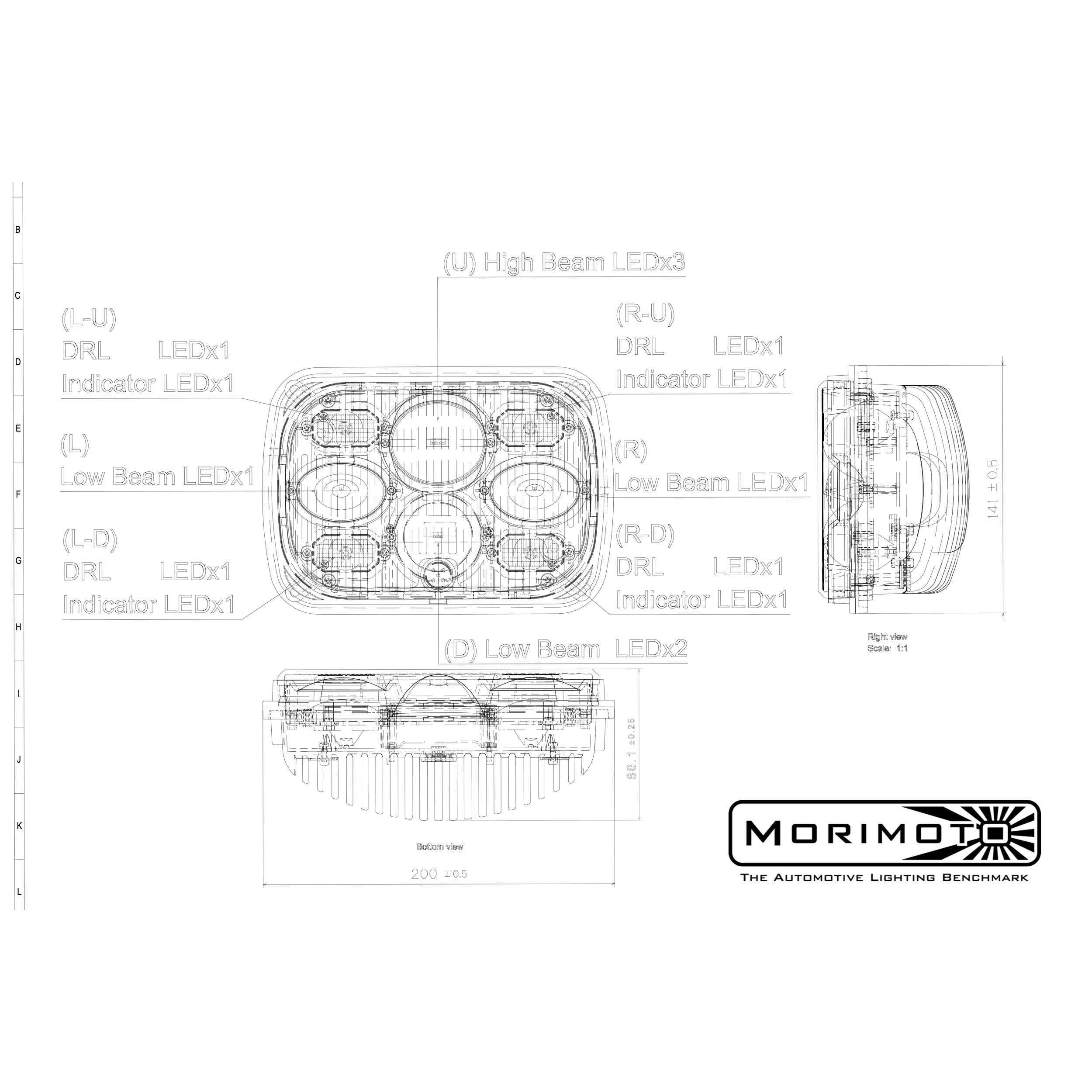 Universal Black Sealed Beam Bi-LED 5x7 Light (LF268)-LED Bulb-Morimoto-LF268-Dirty Diesel Customs