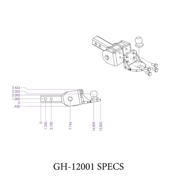 Universal Glyder Torsion-Flex Ball mount w/2" Shank (GH-12001)-Drop Hitch-Gen-Y Hitch-Dirty Diesel Customs