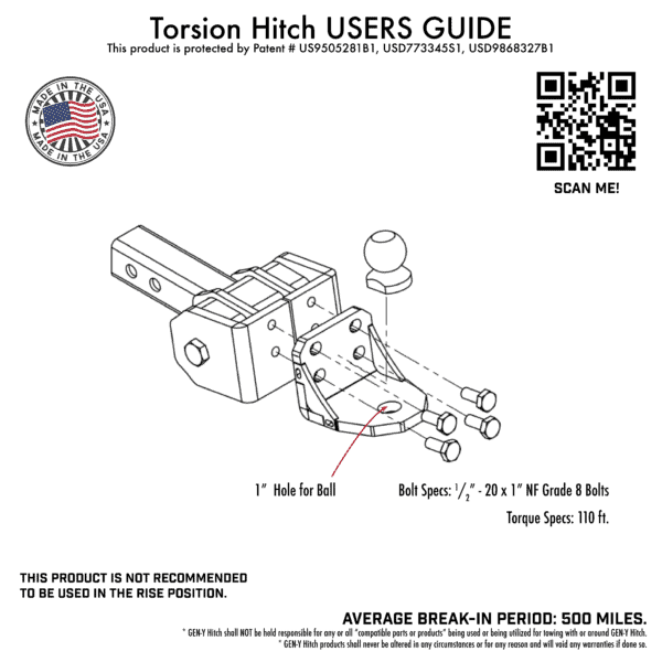 Universal Glyder Torsion-Flex Ball mount w/2" Shank (GH-12001)-Drop Hitch-Gen-Y Hitch-Dirty Diesel Customs